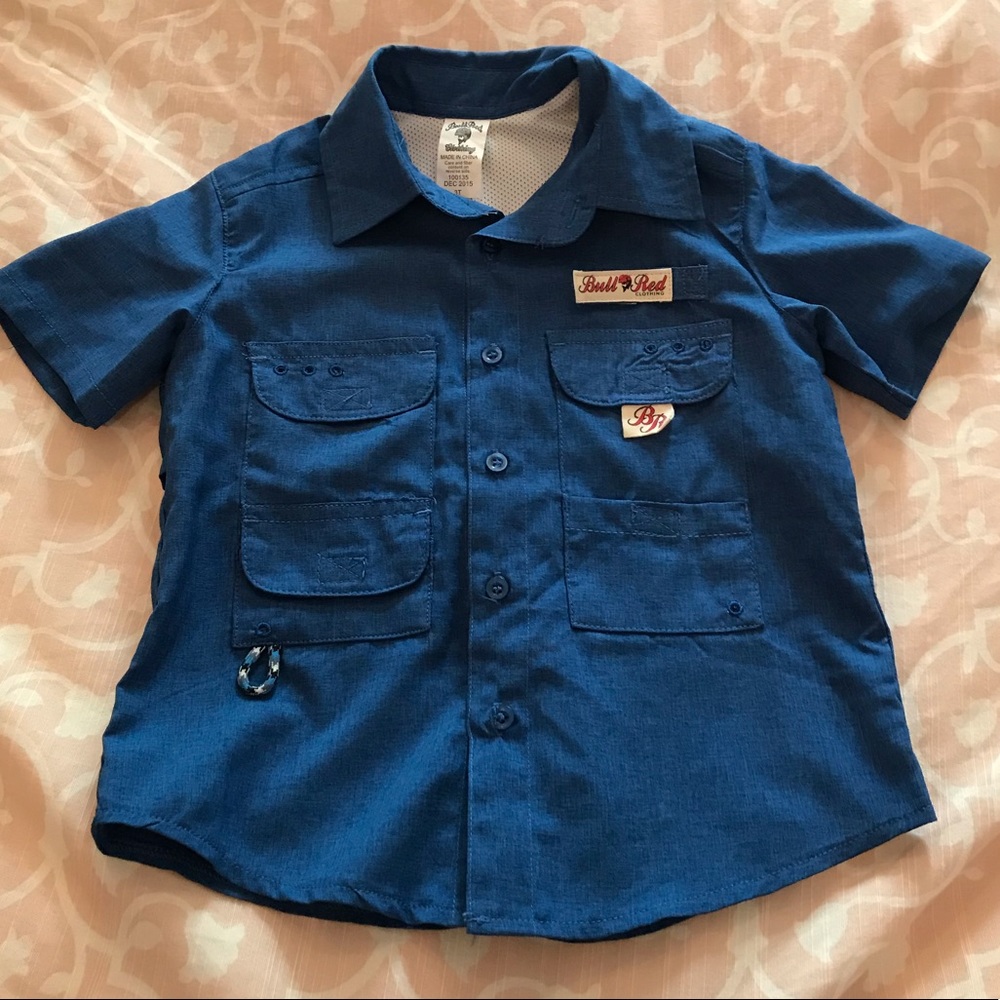 Bull Red Toddler Fishing Shirt